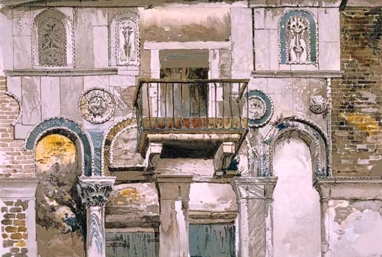 Painting of Fondaco Dei Turchi by John Ruskin
