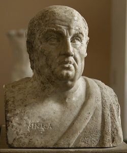 A marble bust of the Stoic philosopher Seneca